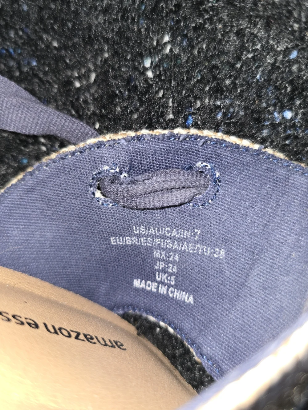 Amazon Essentials Navy Canvas Espadrille Lace-Up Flats